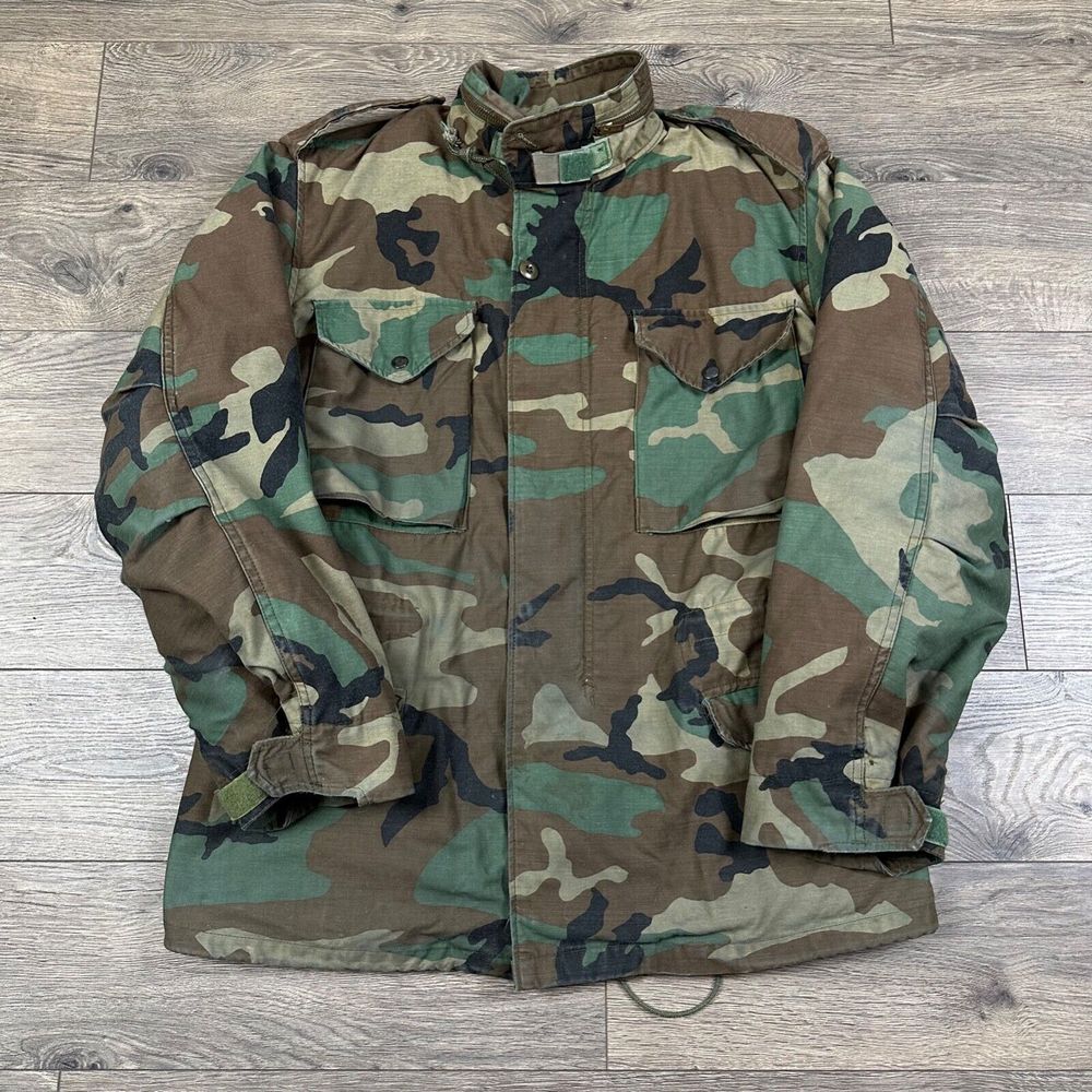 Vintage US Army-Military Cold Weather Field Coat & Liner Medium Woodland Camo